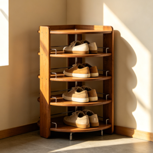 Corner Shoe Rack with Five Rotating Tiers
